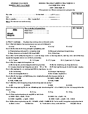 Đề kiểm tra chất lượng 8 tuần hoc ki II năm học 2015 2016 môn Hoa hoc 10